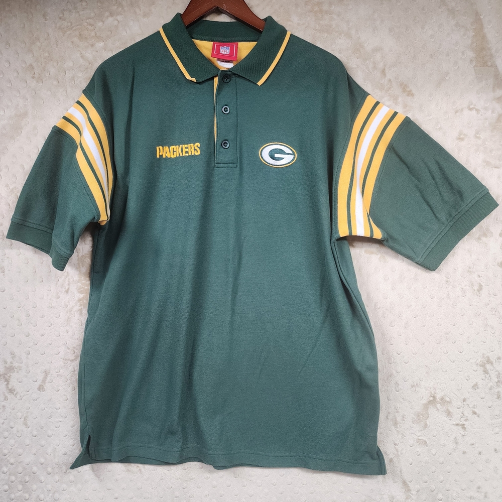 Vintage VTG Green Bay Packers Green Gold Polo Shirt XL - SEE MEASUREMENTS
